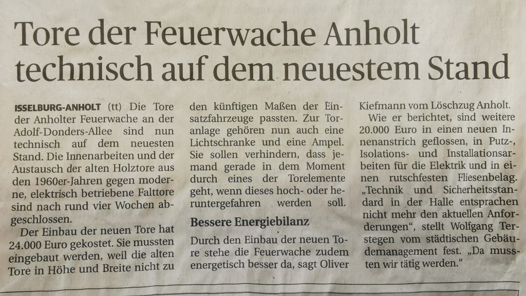 Neue Tore Feuerwache Anholt