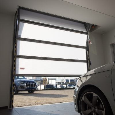 Rollershutters neatly tucked away - great alternative to a bifold garage door or roller door