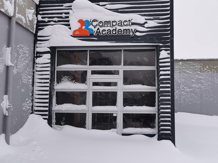 Isolated Compact door in the snow Isolated Compact door in the snow