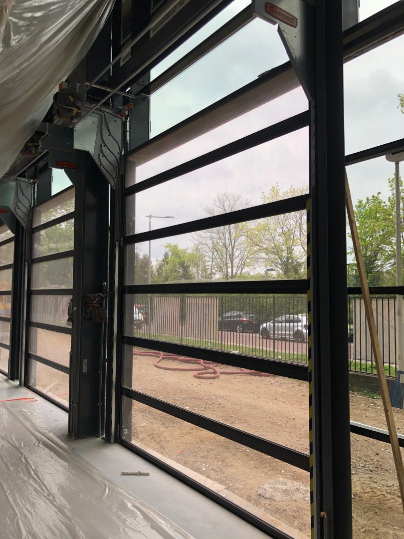 Compact overhead doors in school