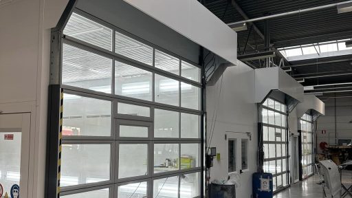 The spray booth doors in Zeebrugge