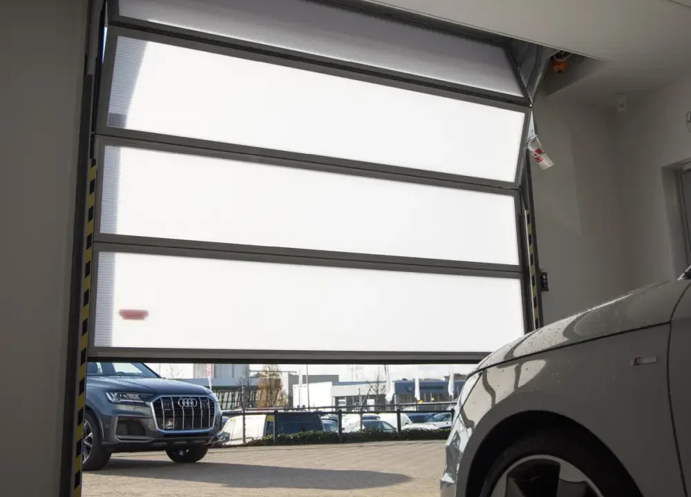 Rollershutters neatly tucked away - great alternative to a bifold garage door or roller door