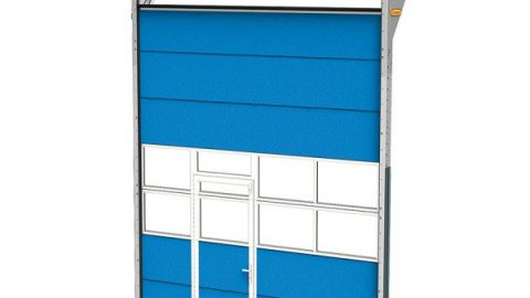 Wicket door positions to the left of the Compact folding door