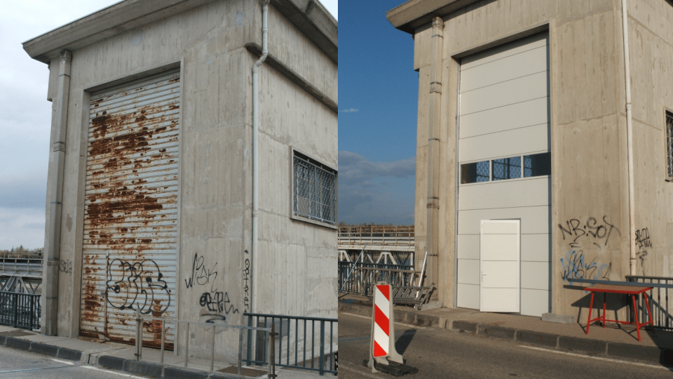 Roldeur vervangen door een Compact deur met loopdeur