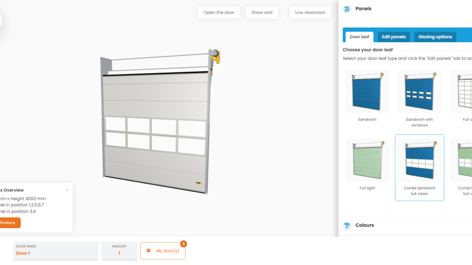 Overzicht panelen in configurator