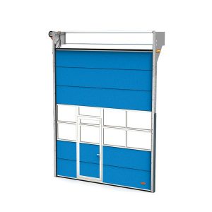 Compact rolling door with wicket door
